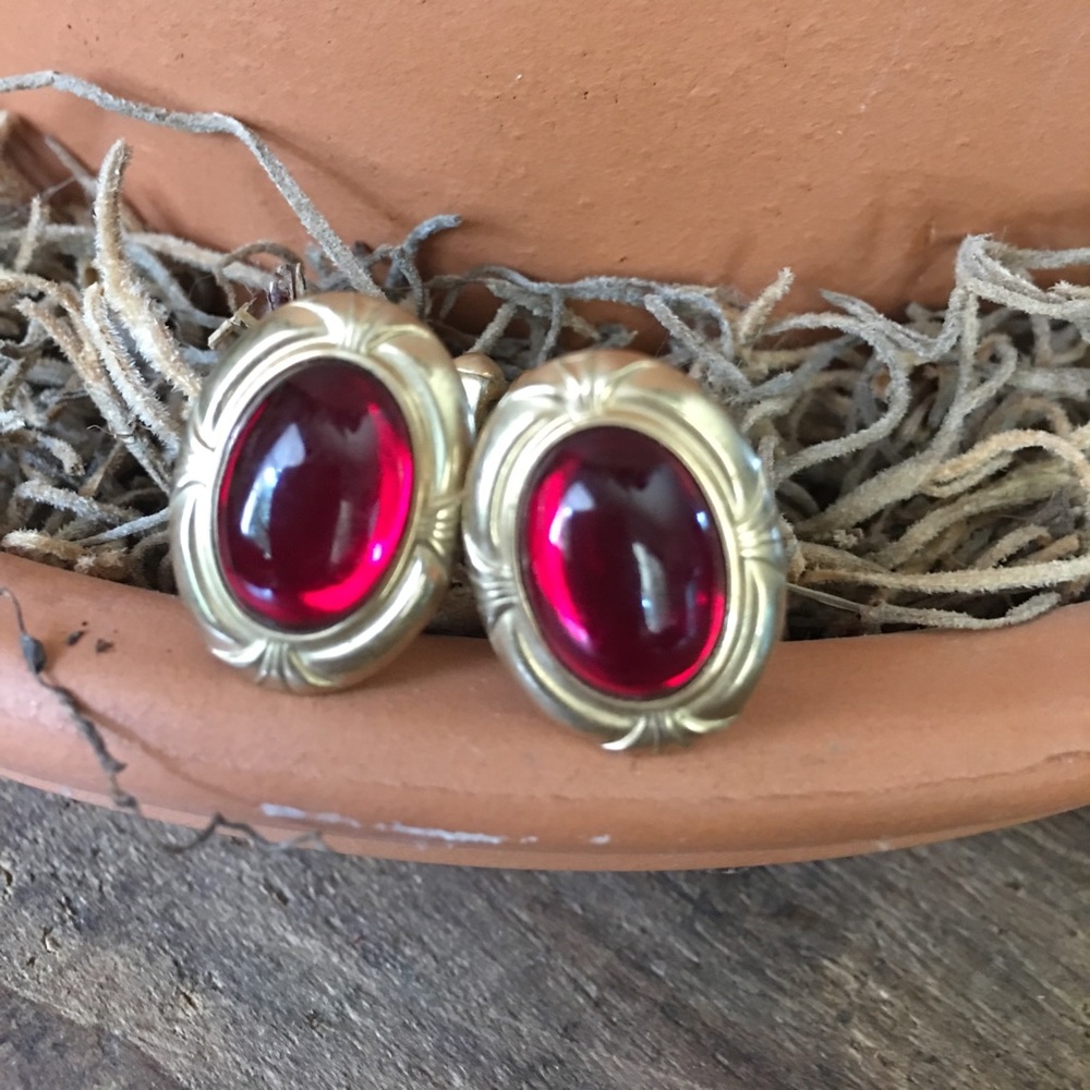 Final Vintage Anson Red Gold oval cufflinks